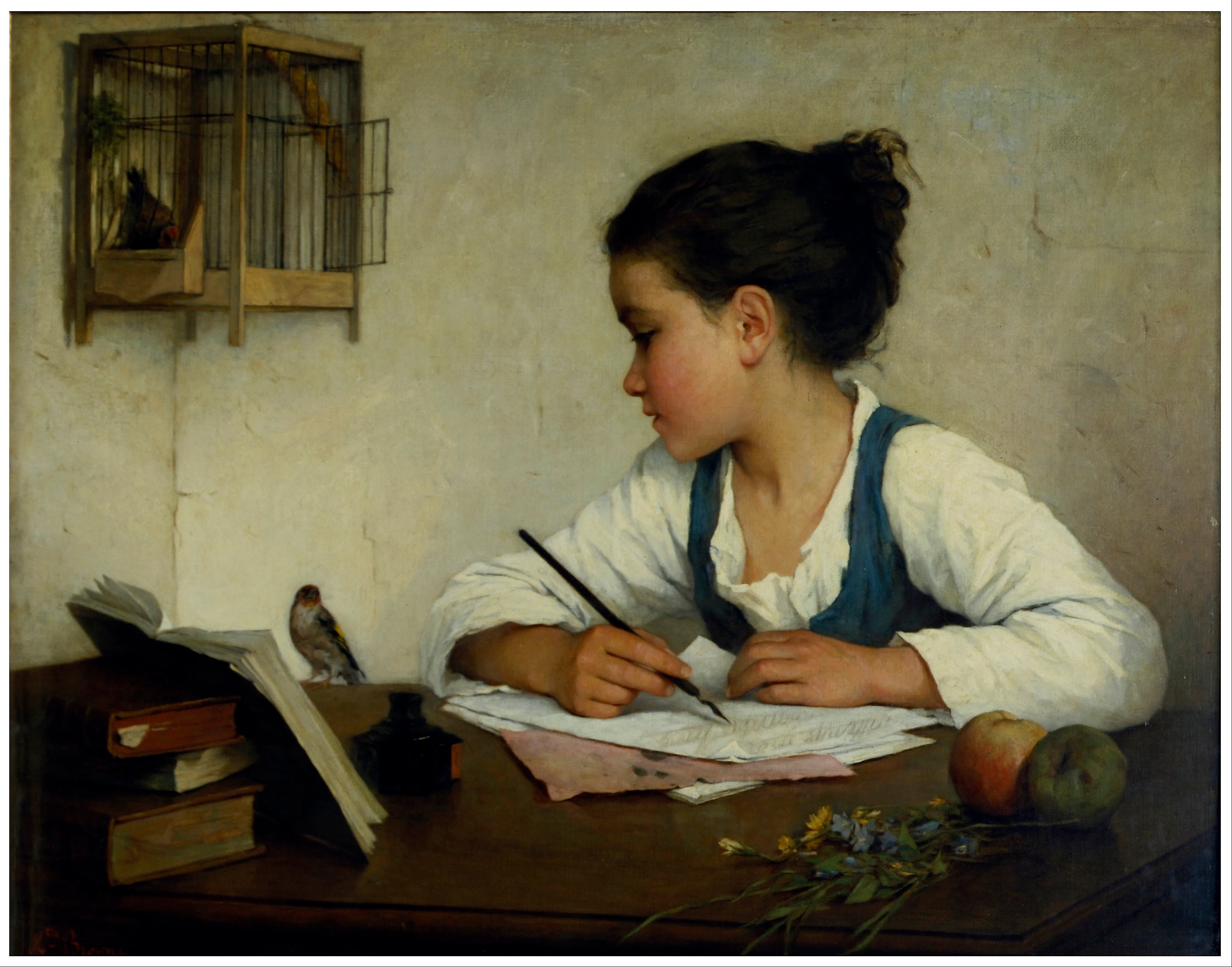 girl writing painting