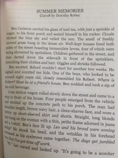 first page of summer memories in anthology