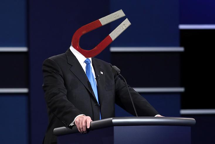 man with horeshoe magnet