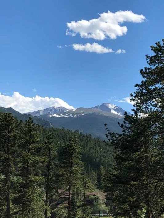 Long's Peak, Estes Park from our cabin July 2019